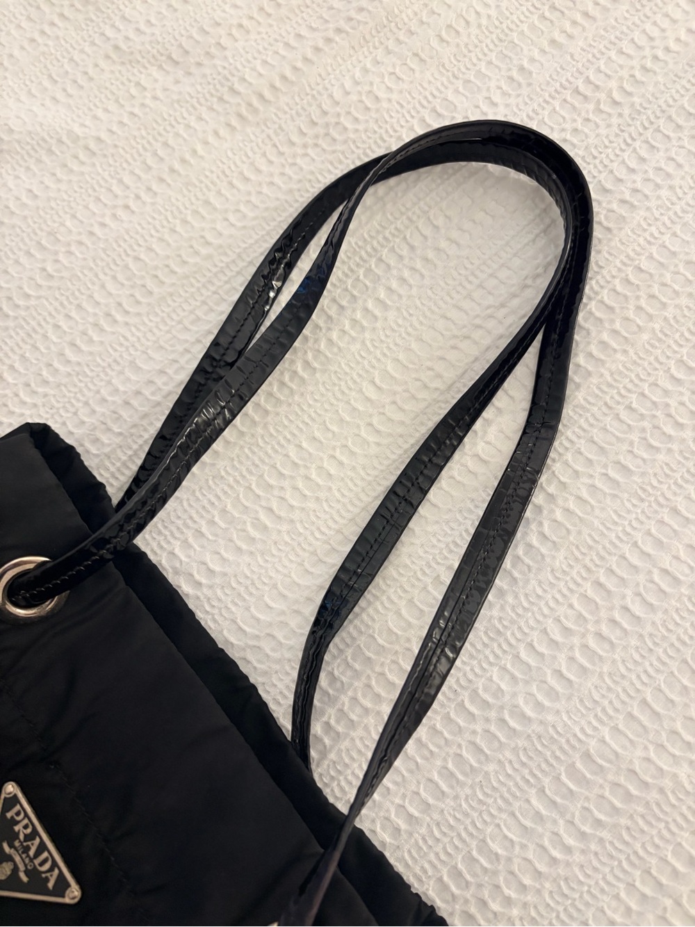 Prada Black Nylon Shoulder Tote with Patent Leather Straps - Picture 5 of 10